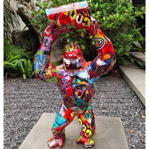 BIG MONKEY KING KONG HOME DECOR GORILLA SCULPTURE DECORATIVE WILD KONG OIL BARREL WITH CUFFS STATUE BIRTHDAY GIFT WEDDING R4715