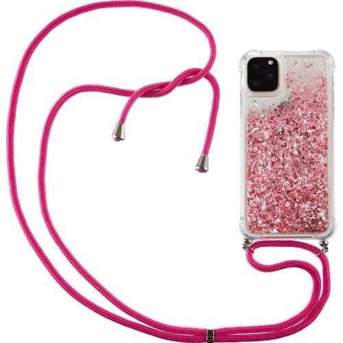 Luxury Quicksand Glitter Phone Case For iPhone 11 Pro XS Max XR X Necklace Lanyard TPU case For iPhone 12 6 7 8 plus Back cover