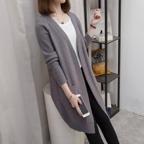 Long Cardigan Knitted Sweater Female Spring Autumn Fashion Long Sleeve Tricot Cardigans Women Knitting Jacket Loose Tops H1515