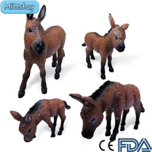 12*6mm Simulation Wil Animals Models Action Figures Brown Donkeys Cub Donkey Collection Dolls Toy for Children Decoration Toys