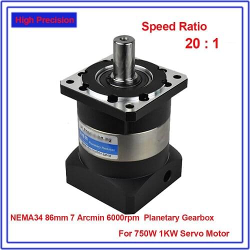 20 :1 90mm Flange Planetary Reducer Speed Ratio 20 Input shaft 19MM 6000rpm Gearbox Reducer For Nema34 600W 750W Servo Motor