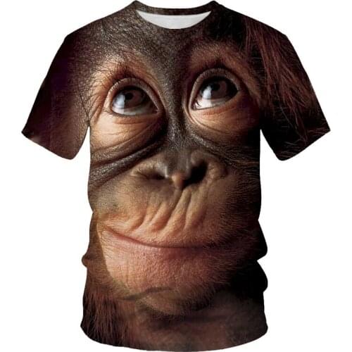 O-neck T-shirt fashion new animal monkey 3D printing hip-hop mens T-shirt outdoor sports breathable soft T-shirt for men