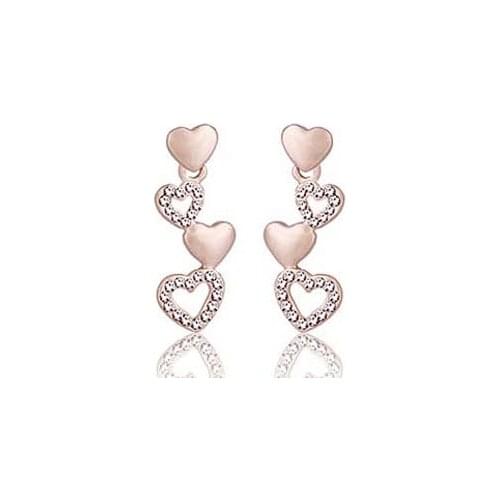 JS E164 New Arrival Rose Gold Stud Earrings Heart Women Accessories Nickel Free Fashion Jewelry