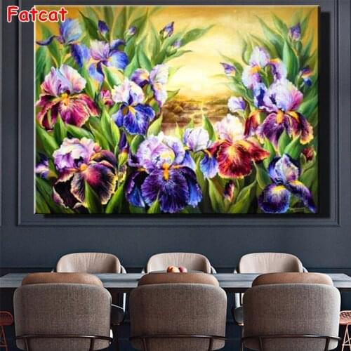 Sunrise Irises Painting Full DIY 5D Diamond Painting cross stitch kits garden flowers diamond mosaic embroidery art PP1697