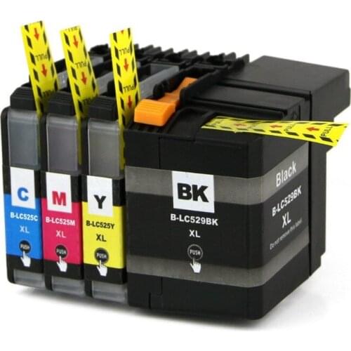 Full Ink 4 PCS Ink Cartridge LC529 LC529XL LC525 LC525XL Printer for Brother DCP-J100 DCP-J105 MFC-J200 With Chip