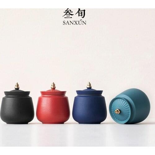 Coffee Suger Tea Storage Jar Vintage Tea Container Ceramic Japanese Style Weed Smell Proof Tea Gift Thee Blikjes Teaware BK50CY