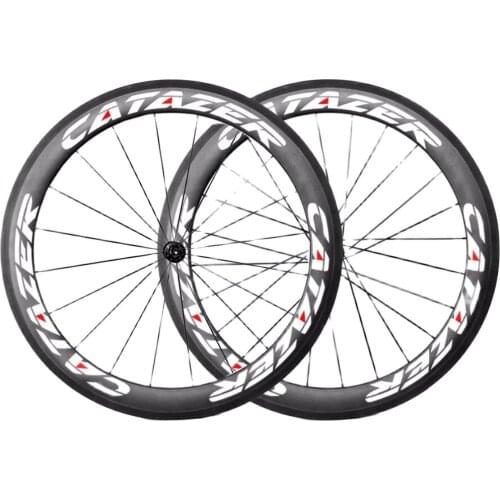 700C Carbon Fiber Wheels Road Bike Bicycle Wheel Light Carbon Road Wheelset V Brakes 25x60mm Tubular Carbon Rim J-bend-pull