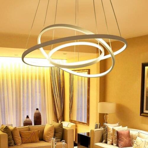 Round aluminum chandelier post-modern ring led bedroom lights acrylic thin living room decoration project lights LED lighting