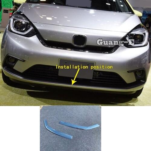 Car Body Cover Bumper ABS Chrome Trim Front Protection Bar Bottom Grid Grill Grille Frame Edge For Honda Fit Jazz 2020 2021