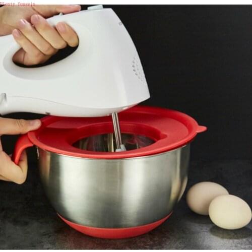 Buy 1 free salad basin egg beating pan bowl food 304 stainless steel 4 size spatter anti-slip silicone bottom cover