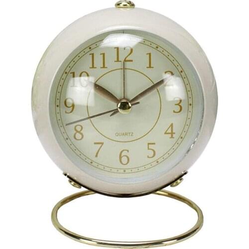 Small Table Clocks, Classic Non-Ticking Quartz Tabletop Analog Alarm Clock Desk Clock with Backlight for Bedroom Decor