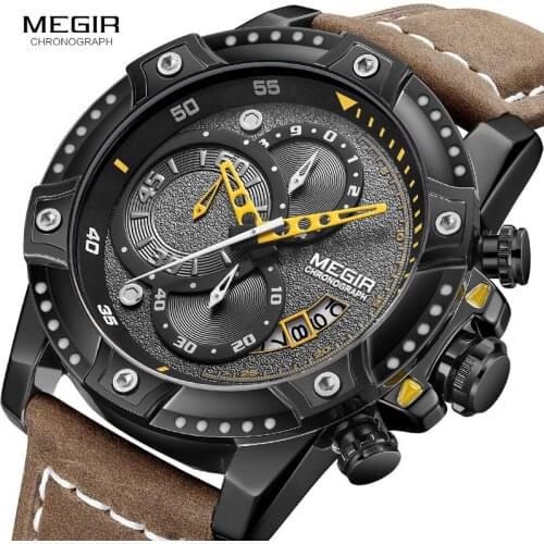 MEGIR Watch Men Top Brand Luxury Chronograph Wristwatch Fashion Black Waterproof Military Sport Male Clock Relogio Masculino