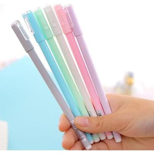 Cute Gel Pen Frosted Plastic Kawaii Pens 0.5mm Lovely Macaron Color Pens For Kids Girls Gift School Writting Korean Stationery