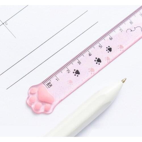 Cute Cat Paw Plastic Straight Rulers Kawaii School Office Supplies Planner Accessories Student Prize
