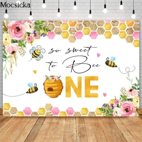 Sweet As Can Bee Baby Shower Backdrop Cute Honeycomb Bee Girl Birthday Party Decor Cake Dessert Table Banner Photo Background