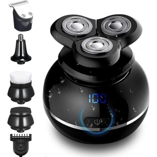 Electric Shaver for Men 5 in 1 Waterproof Razor Beard Trimmer Grooming Kit with Nose Trimmer Hair Clipper Face Cleansing Brush