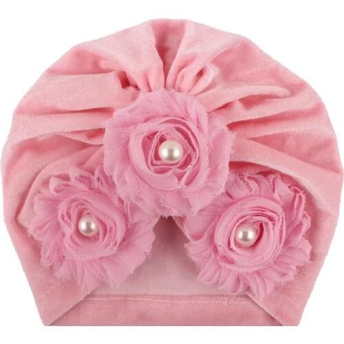 New Childrens Gold Velvet Pullover Turban Baby Baby Solid Color Sun Flower Turbantes