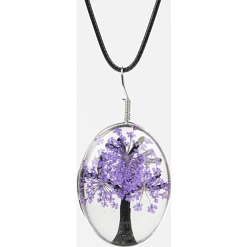 SUTEYI Life Of Tree Silver Plated Dried Flowers Plant Specimen Bottle Glass Dried Flowers Tear Drop Necklaces Summer Jewelry