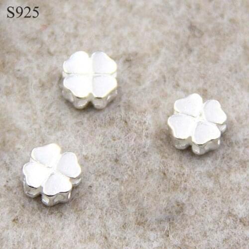 2pcs Genuine Real Pure Solid 925 Sterling Silver Flower Spacer Loose Beads Necklace Bracelet DIY Jewelry Making Findings Bead