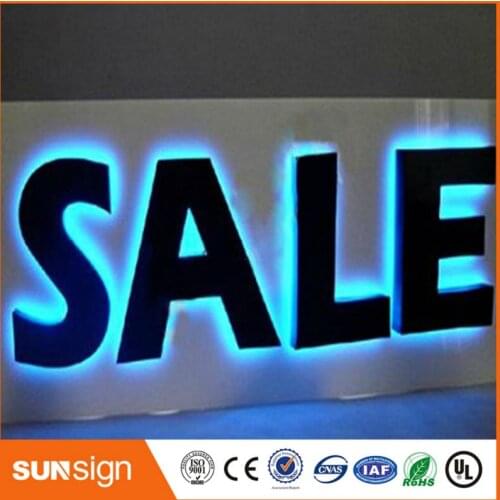 Sale sign black painted stainless steel led backlit channel letters