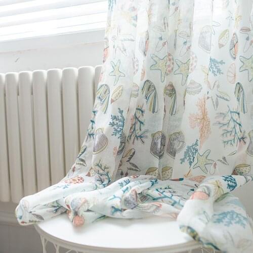 Modern Curtains for Living Dining Room Bedroom Cartoon Childrens Room Curtains Printed Screens Ocean Star Tulle Curtains