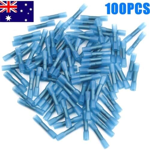 100PCS Heat Shrink Butt Terminals Insulated Electrical Wire Connectors Cable Crimping Terminals Connector 16-14 AWG 1.5-2.5mm2