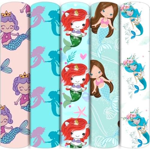 Mermiad Fish Girl Polyester Cotton Fabric Patchwork Tissue Sewing Quilting Fabrics Needlework Material DIY Handmade,c16358