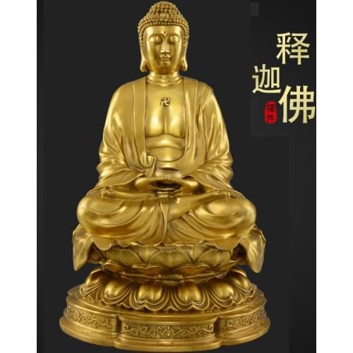 Handmade Sakyamuni Buddha Statue Pure Copper Worship Home Buddha Hall Buddha Bronze Statue Decoration Amitabha Buddha Large