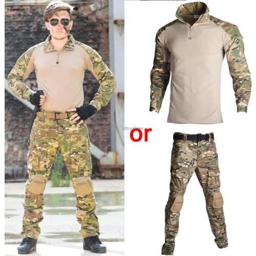 Military Hunting Clothings Tactical Multicam Airsoft Shooting T-shirt or Pants Paintball Training Combat Camo Army Combat Suits
