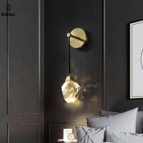 Kobuc Bright 5w Led Wall Light Luxury Copper Sconces for Living room TV Background Aisle Romantic Crystal Lamp Indoor Home Light