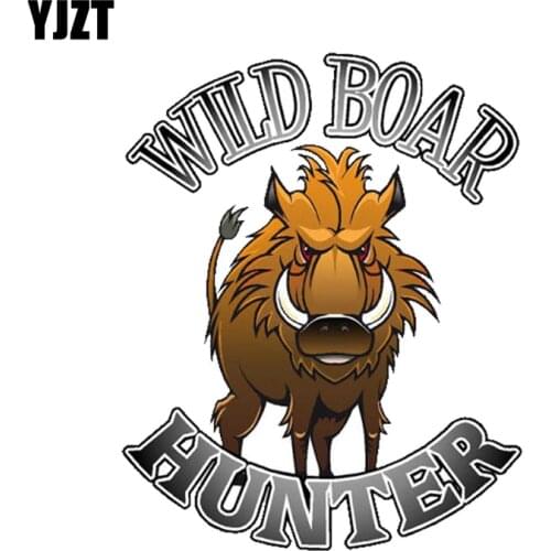YJZT 9.6CM*11.7CM Funny Wild boar hunter Hunting PVC Motorcycle Car Sticker 11-00355