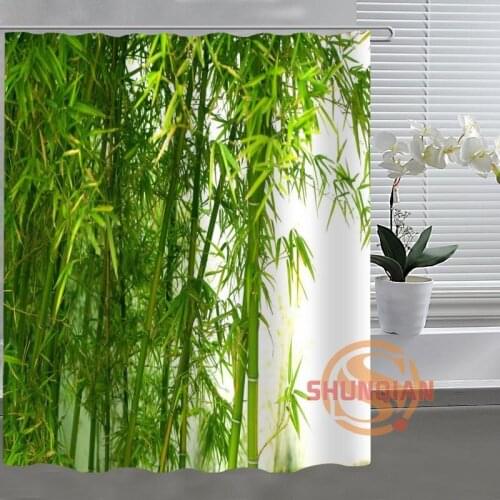 Green bamboo Custom Shower Curtain Bathroom Fabric For Bathroom Decor Bathroom Curtain Acceptable Custom H03y26q38