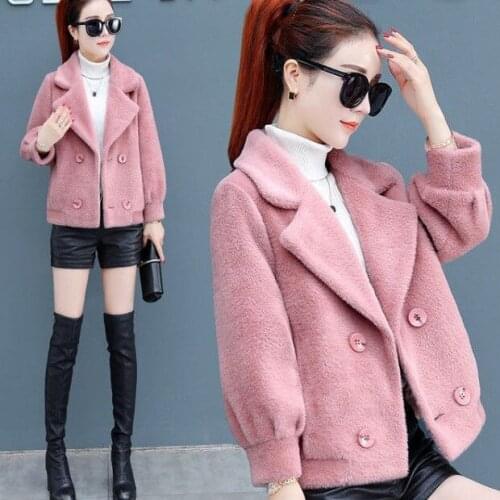 Women 2021 Autumn Winter New Korean Imitation Mink Fur Cardigan Sweater Female Thick Loose Short Knitted Cardigan Outerwear N60