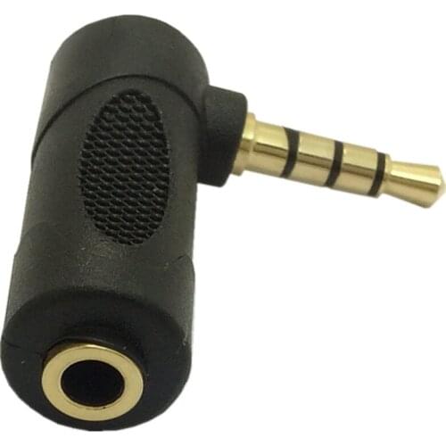 Gold 3.5mm 3&4 Pole Stereo 90 Degree Right Angle Female to 3.5mm 3Pole Male Audio Plug L Shape Jack Adapter Connector