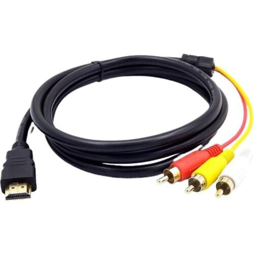 1.8m Black HDMI-compatible Male to 3 RCA Audio Video AV Component Cable Video Component Convert Cable