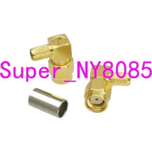 10pcs Connector RP.SMA male crimp RG58 RG142 LMR195 cable right angle