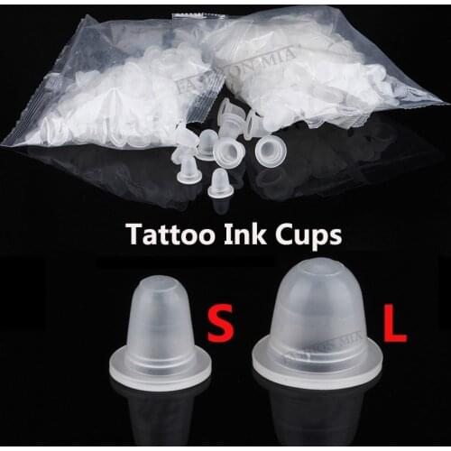 100Pcs Microblading Tattoo Ink Cups Disposable Silicone Pigment Caps Permanent Makeup Pigment Holder Containers Tattoo Accessory