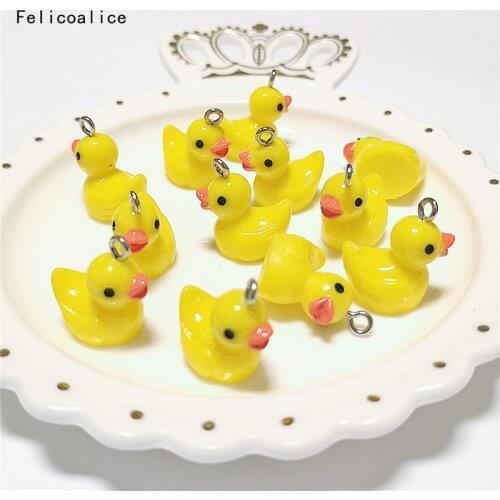 100pcs Cute Yellow Duck Resin Gummy Bee/Rabbit Pendant Charms for DIY Girls Cartoon Jewelry Findings Earring Bracelet