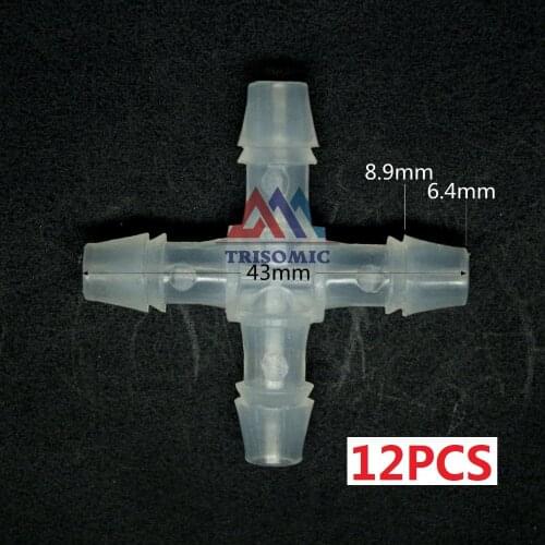 12 pieces 6.4mm Cross tpye equant Connector Equal Tube Joiner Material PP Plastic Fitting Fish Tank Airline Aquarium