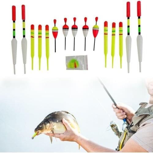 15 Pcs Sea Fishing Floats Set Vertical Buoy Bobber Assorted Size for Most Type Angling Fish Accessories