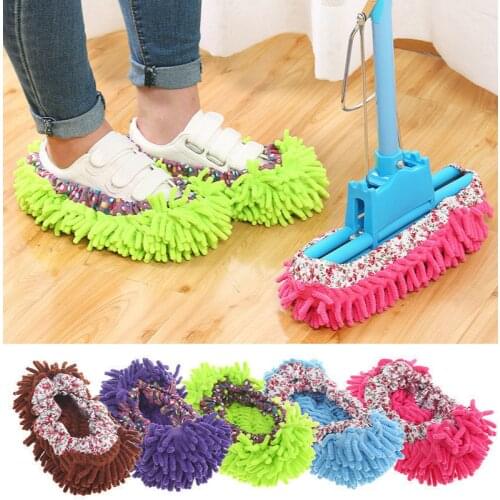 Ayevin Shoes Cover Mop Home Floor Cleaning Slipper Chenille Micro Fiber Shoes Drag Mop Micro Velvet Shoes Clearn Cloth