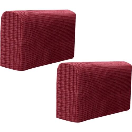 2pcs Universal Elastic Sofa Armrest Cover Simple Sofa Side Towels Protective Cloth for Home Office (Claret)