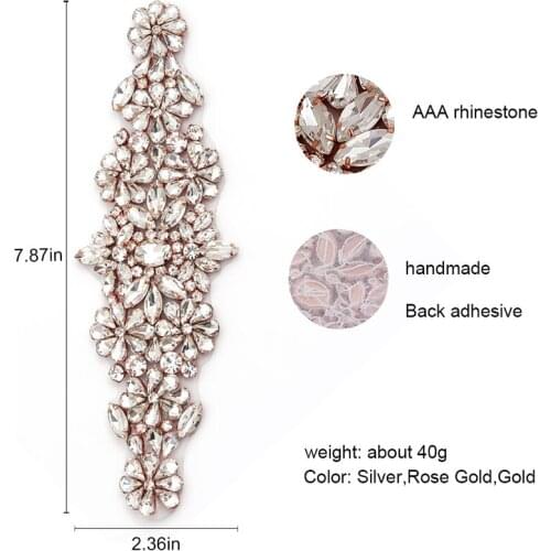 WENXI 30pcs Rhinestone Applique Handmade Sewing Silver Gold Color Bridal Beaded Crystal For Wedding Dresses Sash Belt WX838