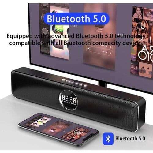 TV Soundbar LED Wireless Bluetooth Speaker Column Multi-function Home Theater Super Bass for Computer Audio with Alarm Clock FM