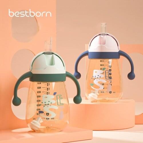 300ML PPSU Drinking Water Bottle Anti Colic Baby Breastfeeding and Water Bottle,With Handle,BPA Free