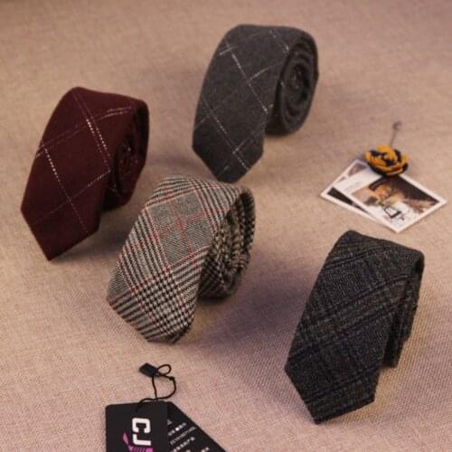 18colors Britain fashion designer high quality mens neck tie gravatas skinny slim 6cm plaid wool ties for men business 10pcs