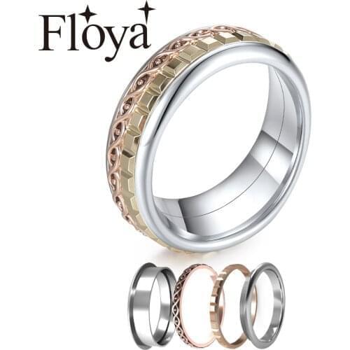 Floya Eyes Rings Gold Stackable Band Exqusite Women Fashion Ring Band Multi Combination Mature Stainless Steel Wedding Rings