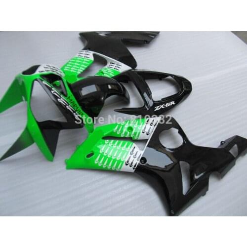 Green black Injection mold Fairing kit for KAWASAKI Ninja ZX6R 03 04 ZX6R 636 2003 2004 zx6r ABS Fairings set +gifts UY11