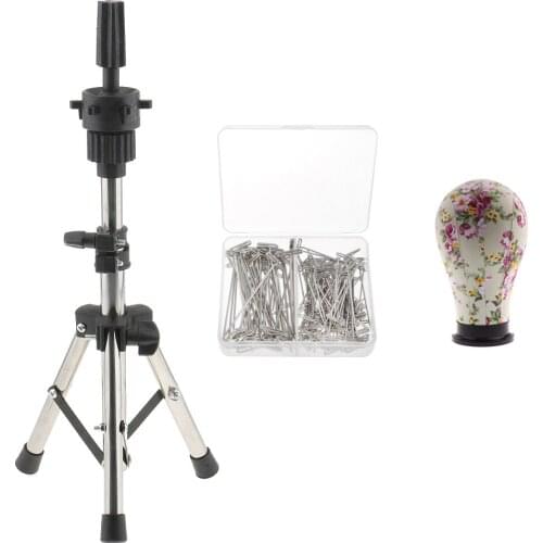 Wig Making Kit And Supplies: Canvas Head, Wig Stand Tripod, T Pins