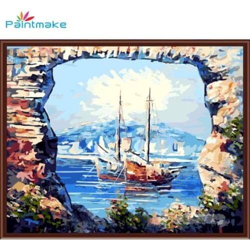 Paintmake Landscape DIY Painting By Numbers sailing Drawing Kits Paint On Canvas Unique For Home Decor Art Picture G298